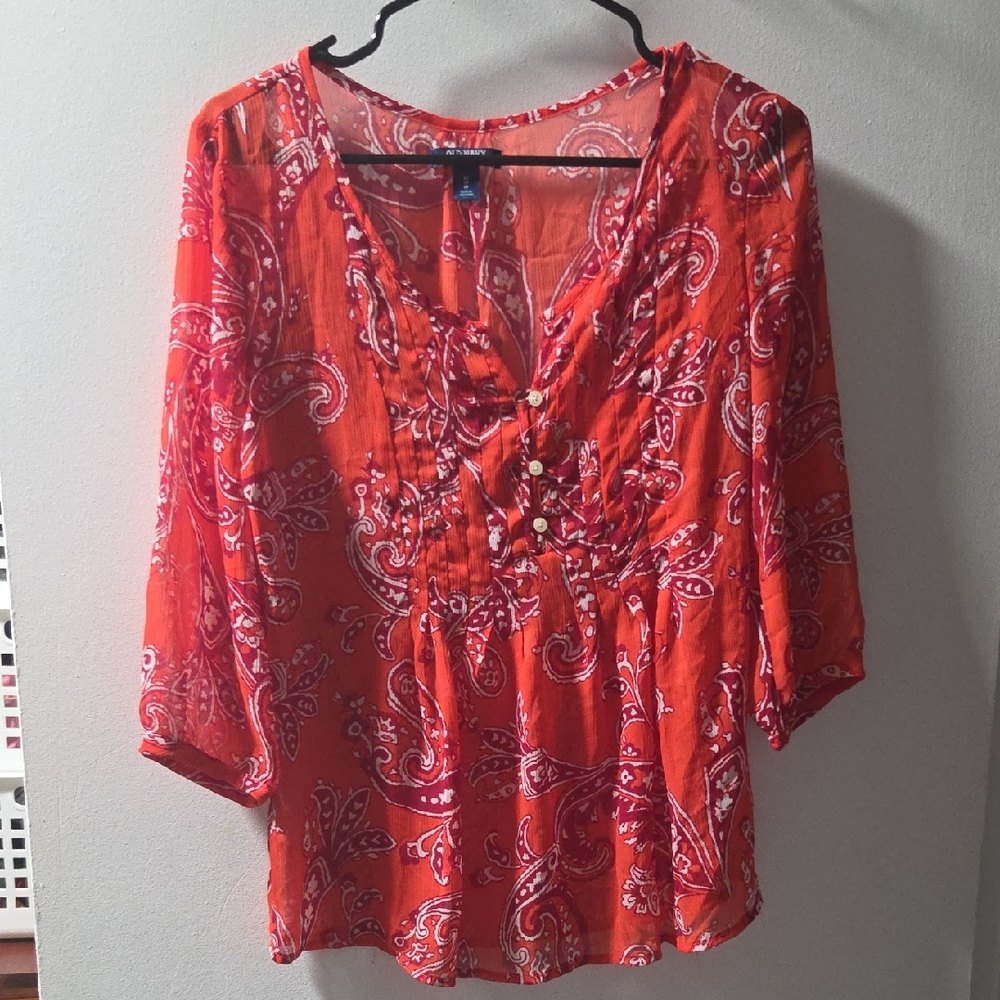 Old Navy Vibrant Red Paisley Blouse